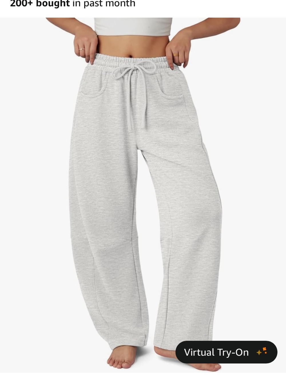 Amazon Light Gray Wide-Leg Drawstring Joggers